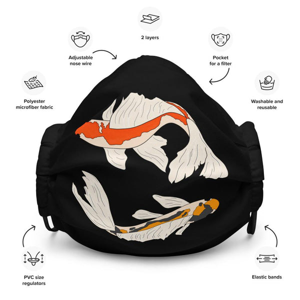 Koi Fish Duality (black) Face Mask