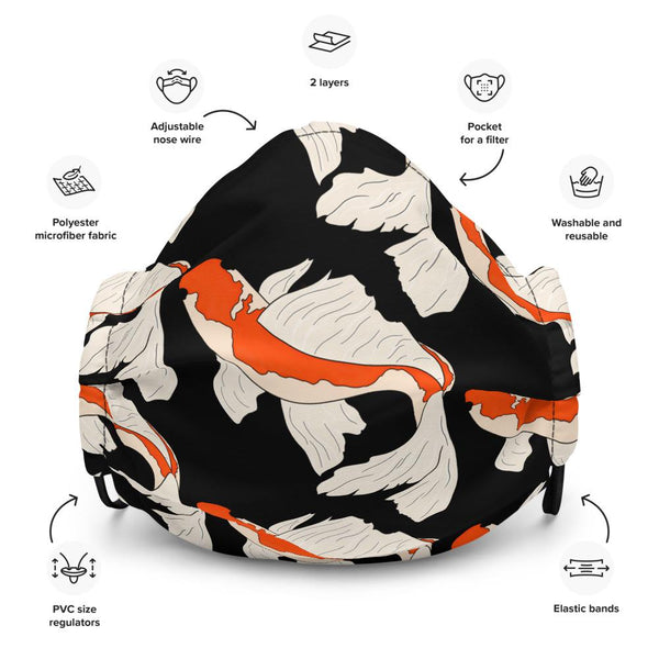 Koi Fish #1 (black) Face Mask