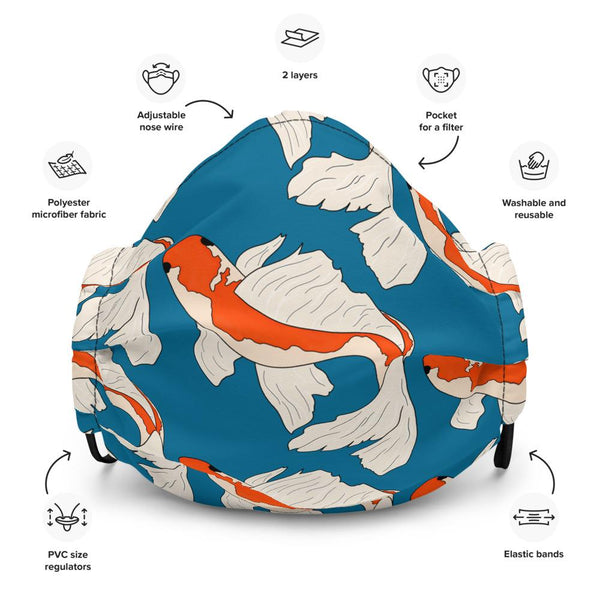 Koi Fish #1 (blue) Face Mask