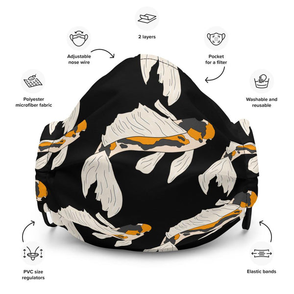 Koi Fish #2 (black) Face Mask