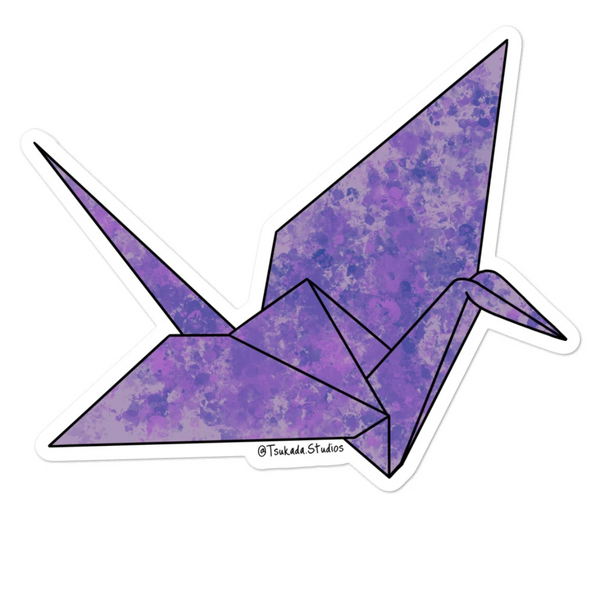 Purple Paper Crane Sticker