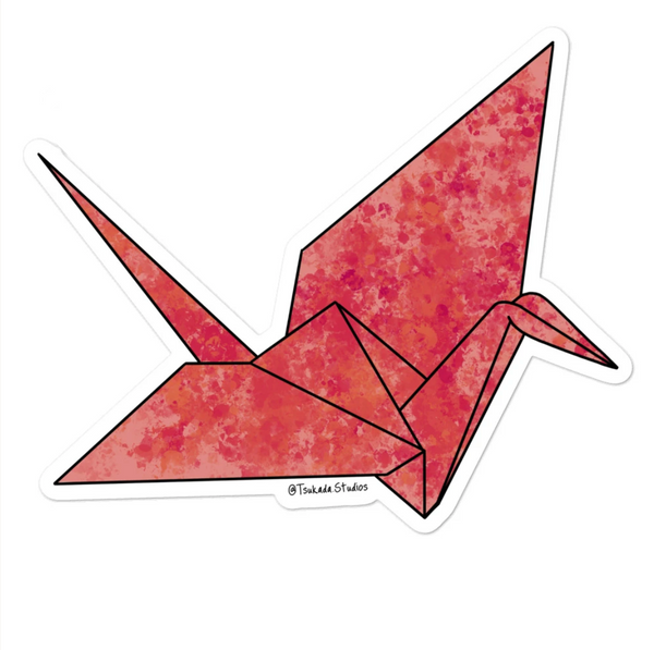 Red Paper Crane Sticker