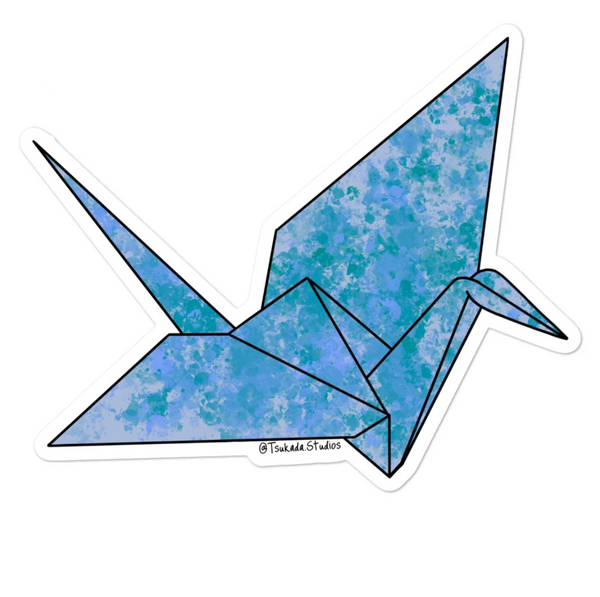 Blue Paper Crane Sticker