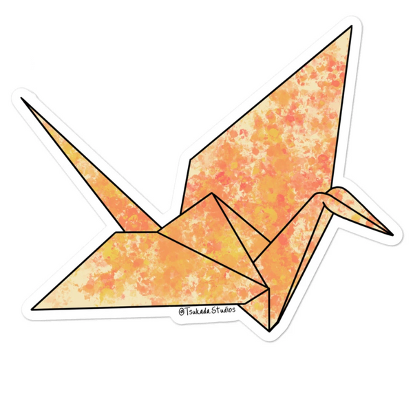 Orange Paper Crane Sticker