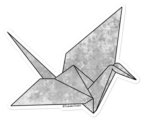 Grey Paper Crane Sticker