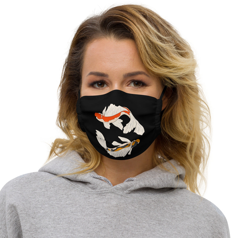 Koi Fish Duality (black) Face Mask