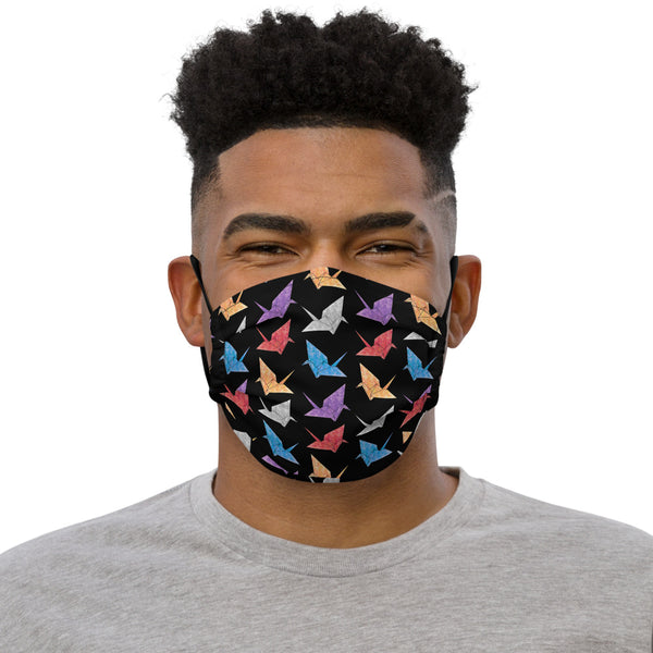 Multicolor Paper Crane (black) Face Mask