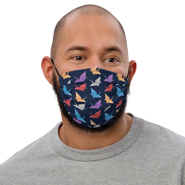 Multicolor Paper Crane (navy) Face Mask