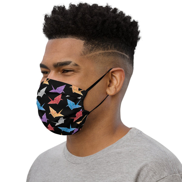 Multicolor Paper Crane (black) Face Mask