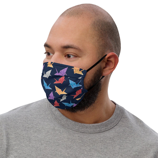Multicolor Paper Crane (navy) Face Mask