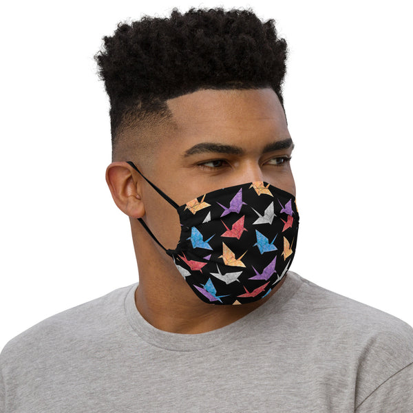 Multicolor Paper Crane (black) Face Mask