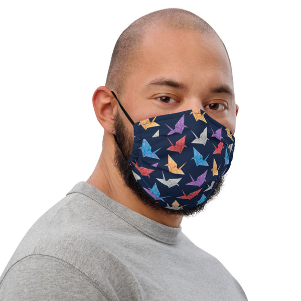 Multicolor Paper Crane (navy) Face Mask