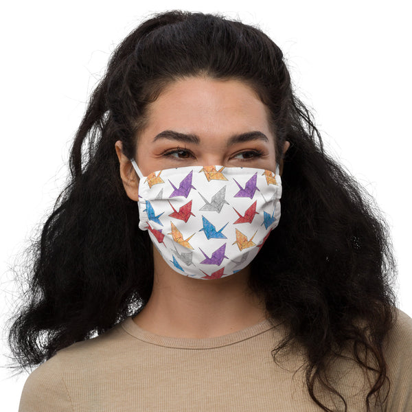 Multicolor Paper Crane (white) Face Mask