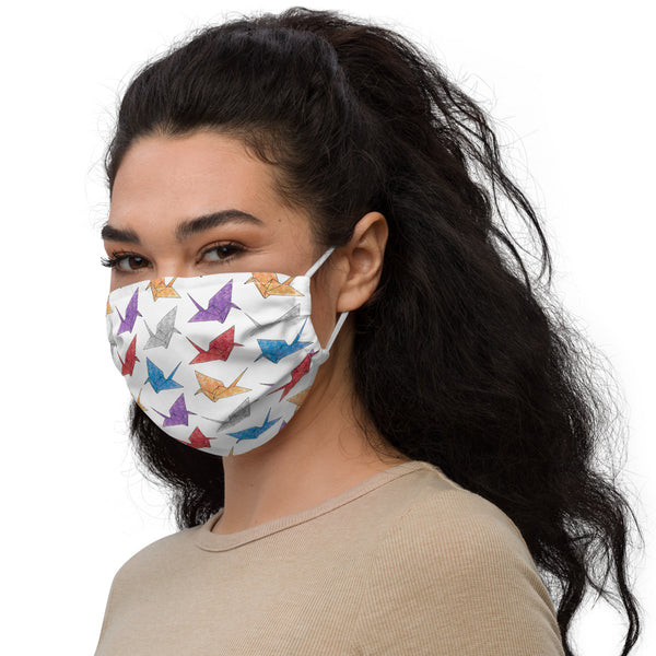 Multicolor Paper Crane (white) Face Mask