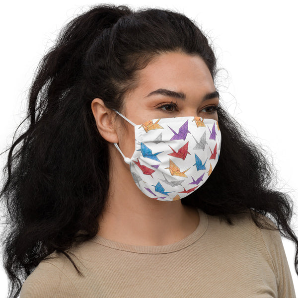 Multicolor Paper Crane (white) Face Mask