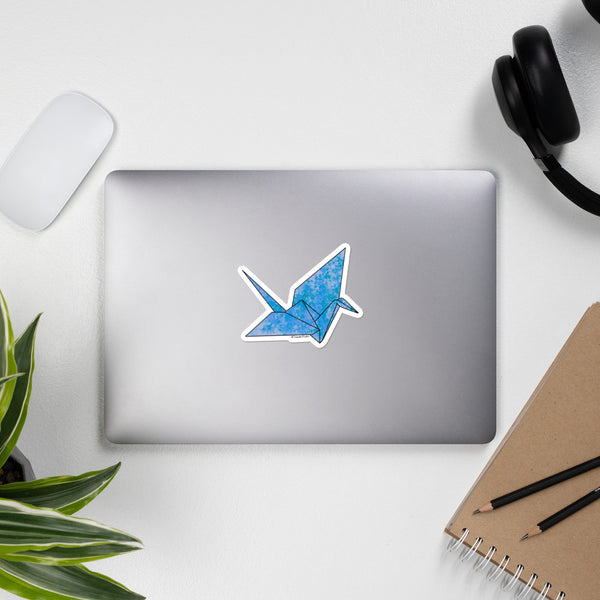 Blue Paper Crane Sticker