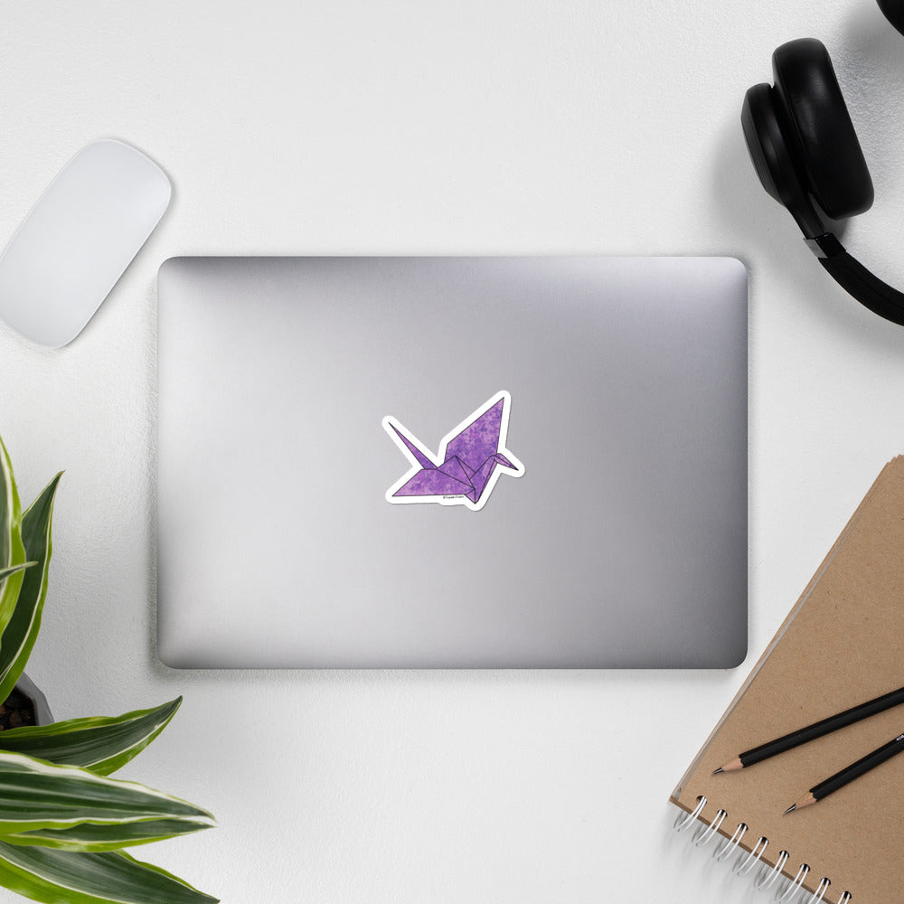 Purple Paper Crane Sticker