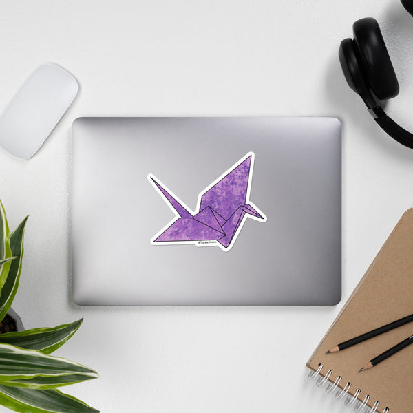 Purple Paper Crane Sticker