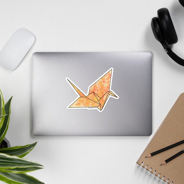 Orange Paper Crane Sticker