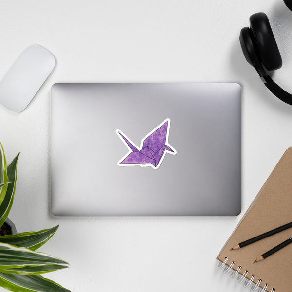 Purple Paper Crane Sticker