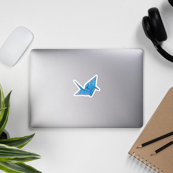 Blue Paper Crane Sticker